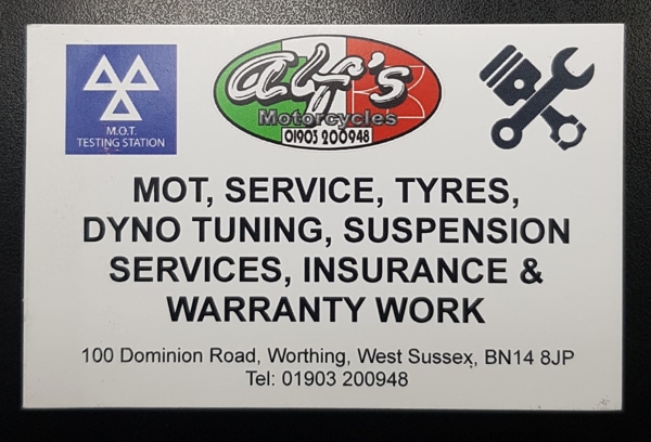 Alf's Motorcycles - our motorcycle workshop in Worthing, West Sussex